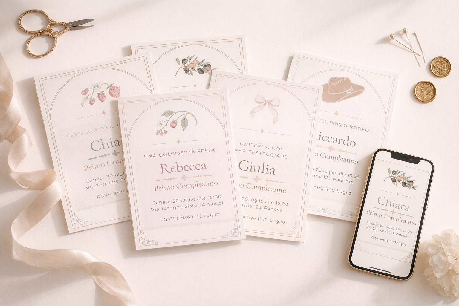 Bundle Inviti Primo Compleanno Canva – 4 Temi