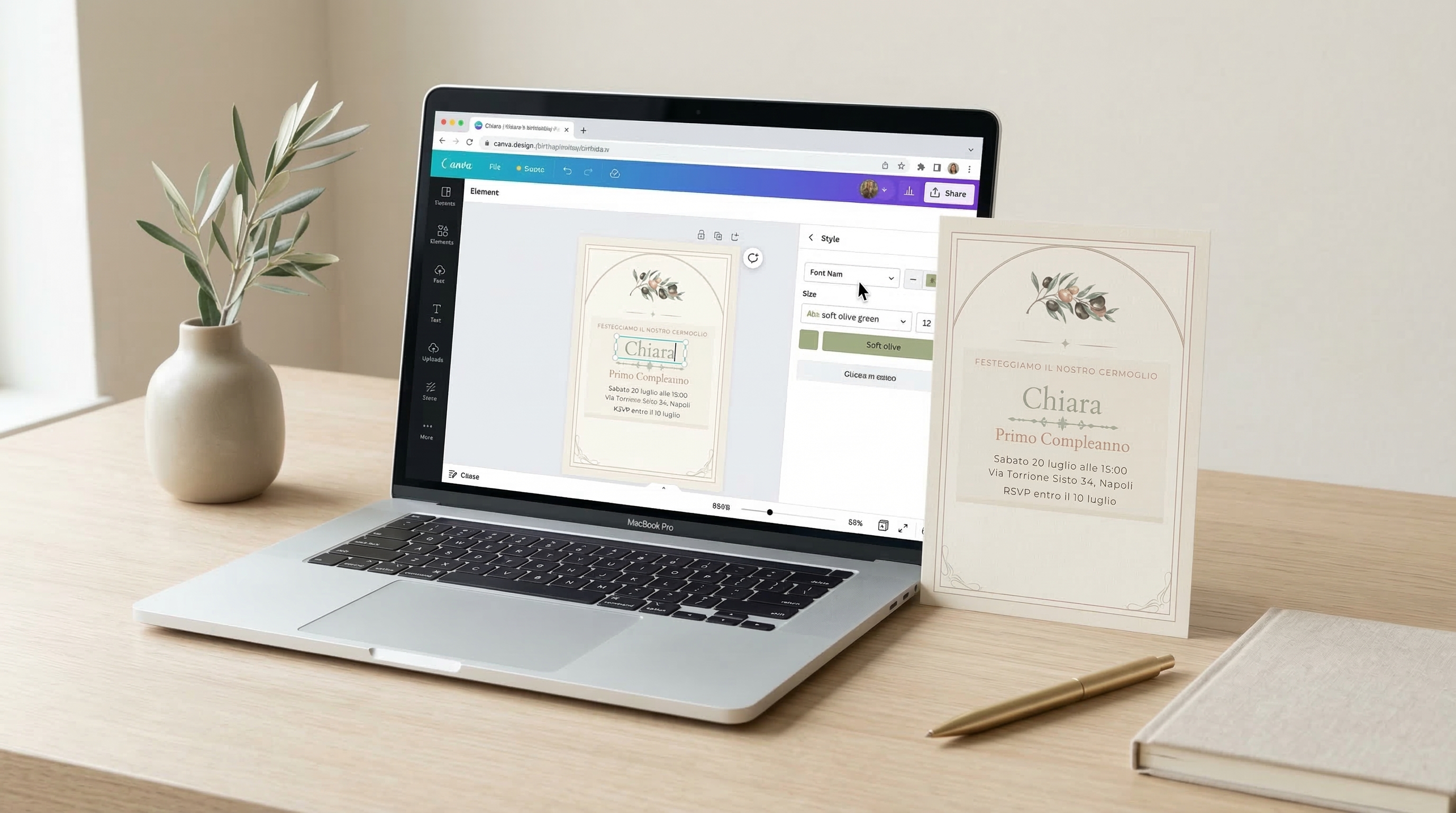 Modifica su Canva - Tema Ulivo